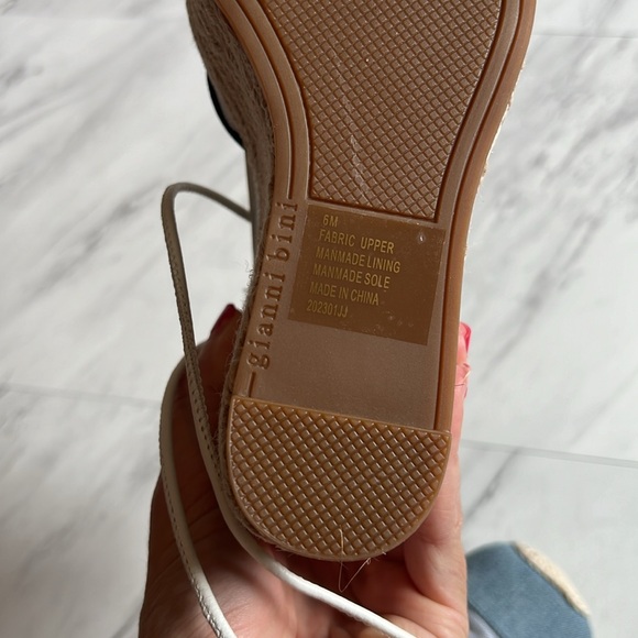 Gianni Bini Santoro two denim ankle wrap espadrille platform jean blue mesh 6 - Picture 6 of 8